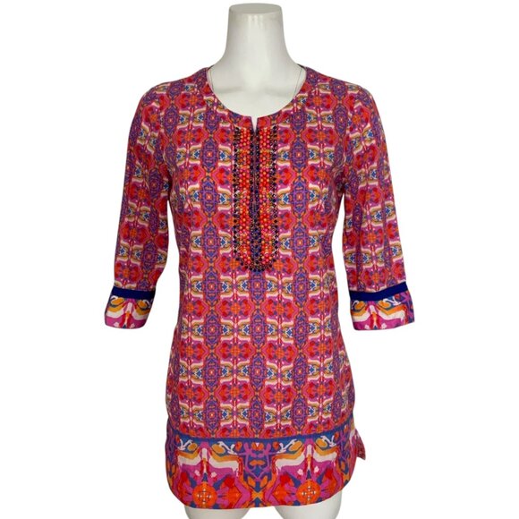 Robert Graham Womens Meli Printed Woven Tunic Top S Coverup - Picture 1 of 13